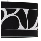 M8467/1 Manhattan Linear Pendant Large 3 Light Polished Chrome Frosted Glass Black Patterned Shade