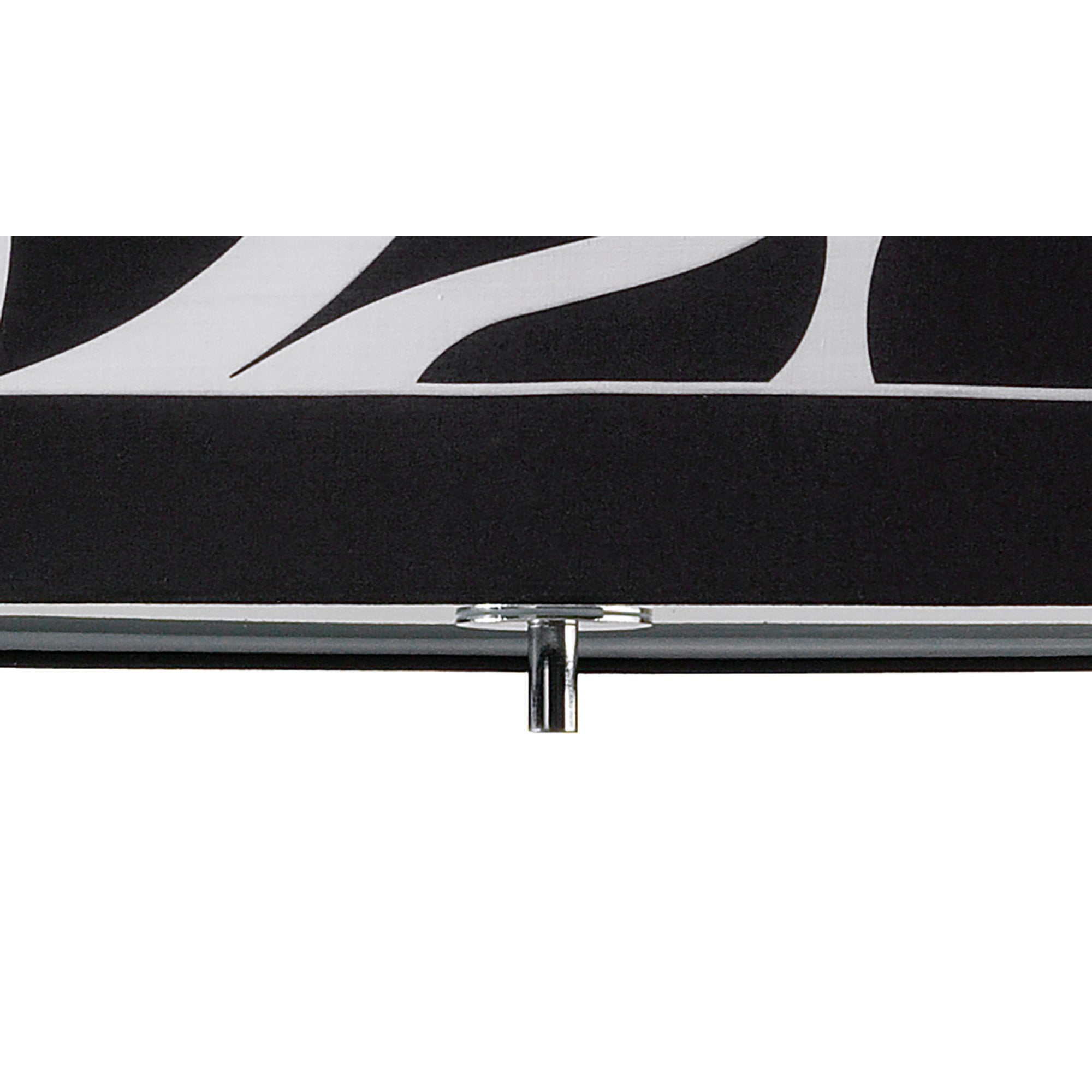 M8467/1 Manhattan Linear Pendant Large 3 Light Polished Chrome Frosted Glass Black Patterned Shade
