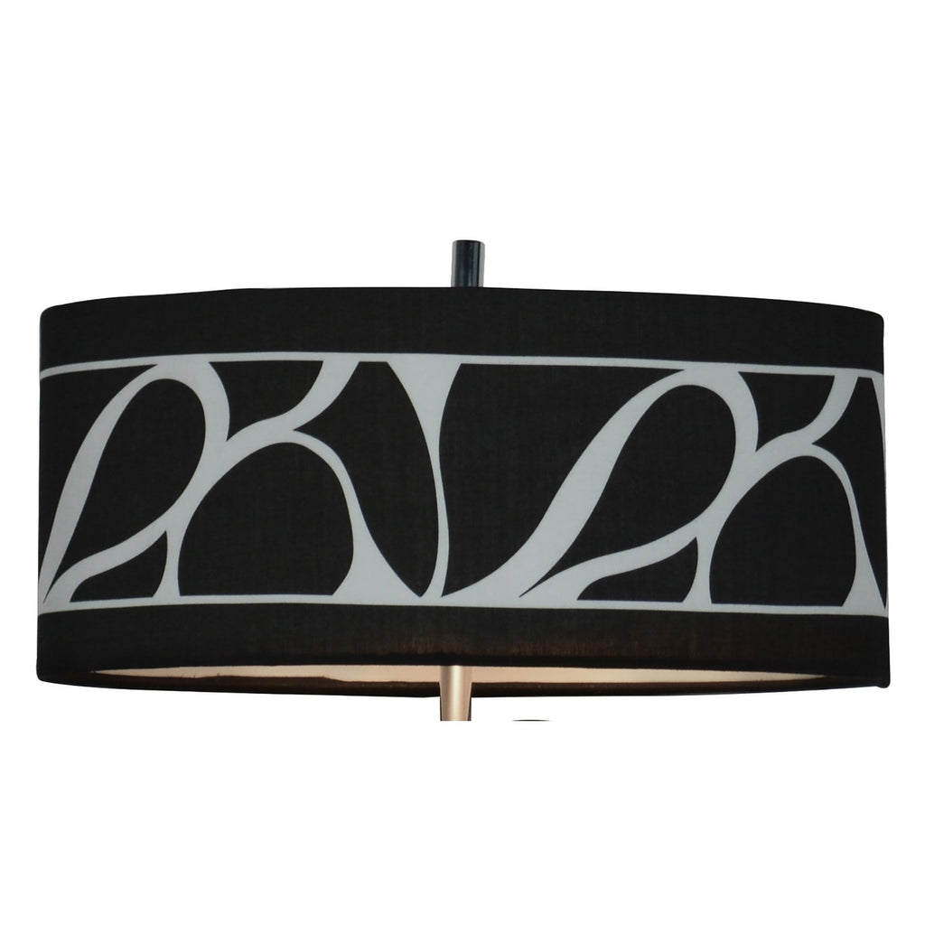 M8466/1 Manhattan Wall Lamp 1 Light E14 Swing Arm Polished Chrome/Frosted Glass Black Patterned Shade