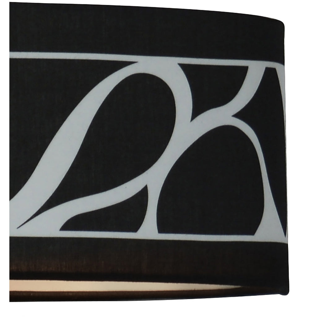M8466/1 Manhattan Wall Lamp 1 Light E14 Swing Arm Polished Chrome/Frosted Glass Black Patterned Shade