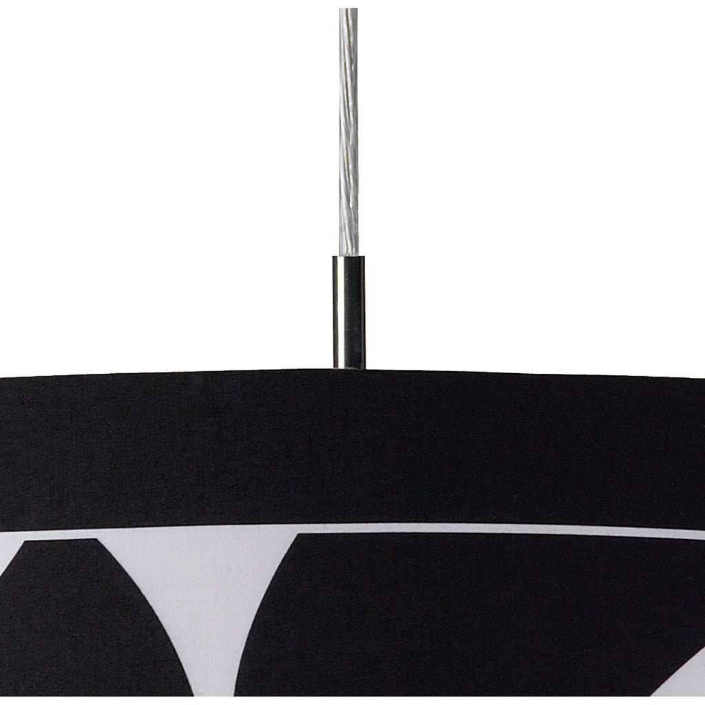 M8470/1 Manhattan Pendant Small 3 Light Polished Chrome/Frosted Glass Black Patterned Shade