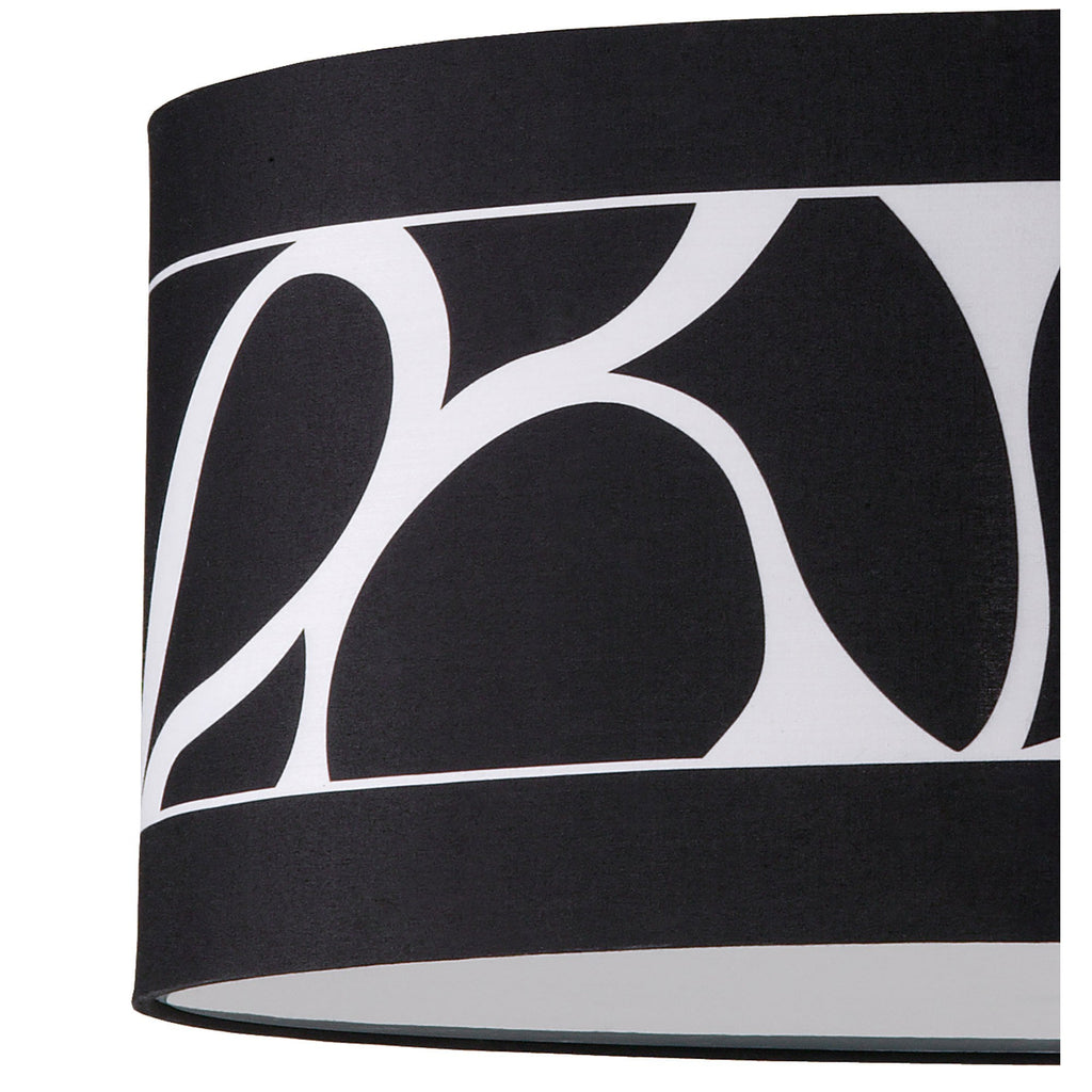 M8470/1 Manhattan Pendant Small 3 Light Polished Chrome/Frosted Glass Black Patterned Shade