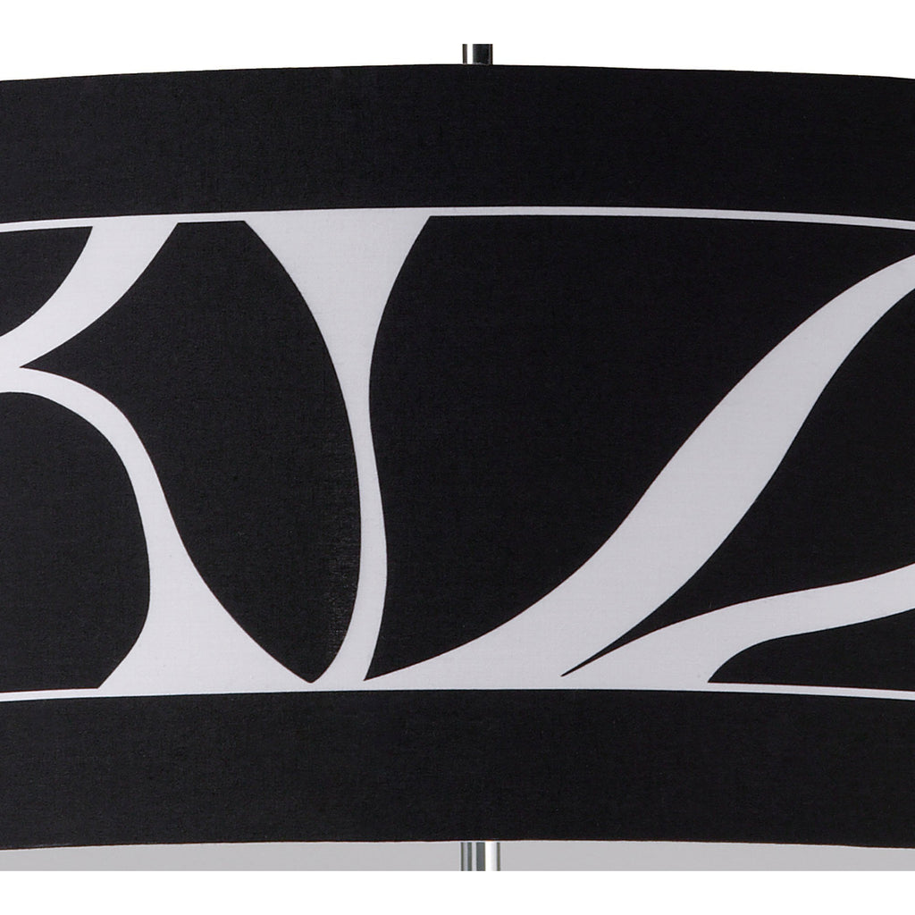 M8470/1 Manhattan Pendant Small 3 Light Polished Chrome/Frosted Glass Black Patterned Shade