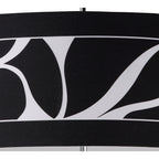 M8470/1 Manhattan Pendant Small 3 Light Polished Chrome/Frosted Glass Black Patterned Shade