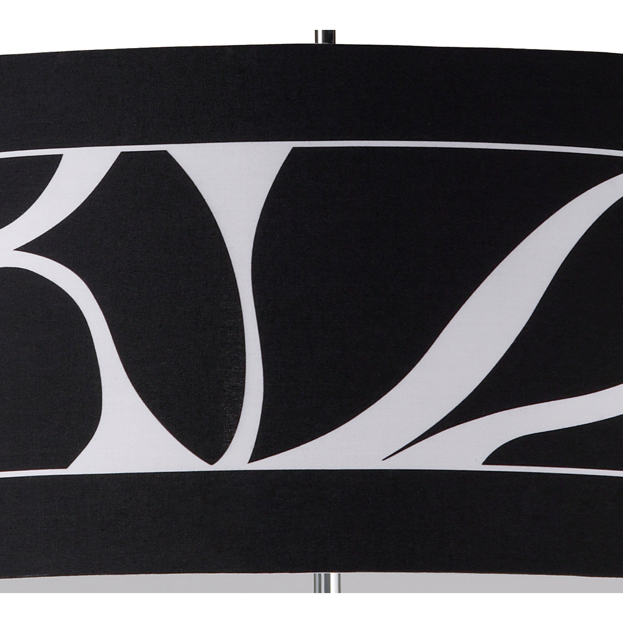 M8470/1 Manhattan Pendant Small 3 Light Polished Chrome/Frosted Glass Black Patterned Shade