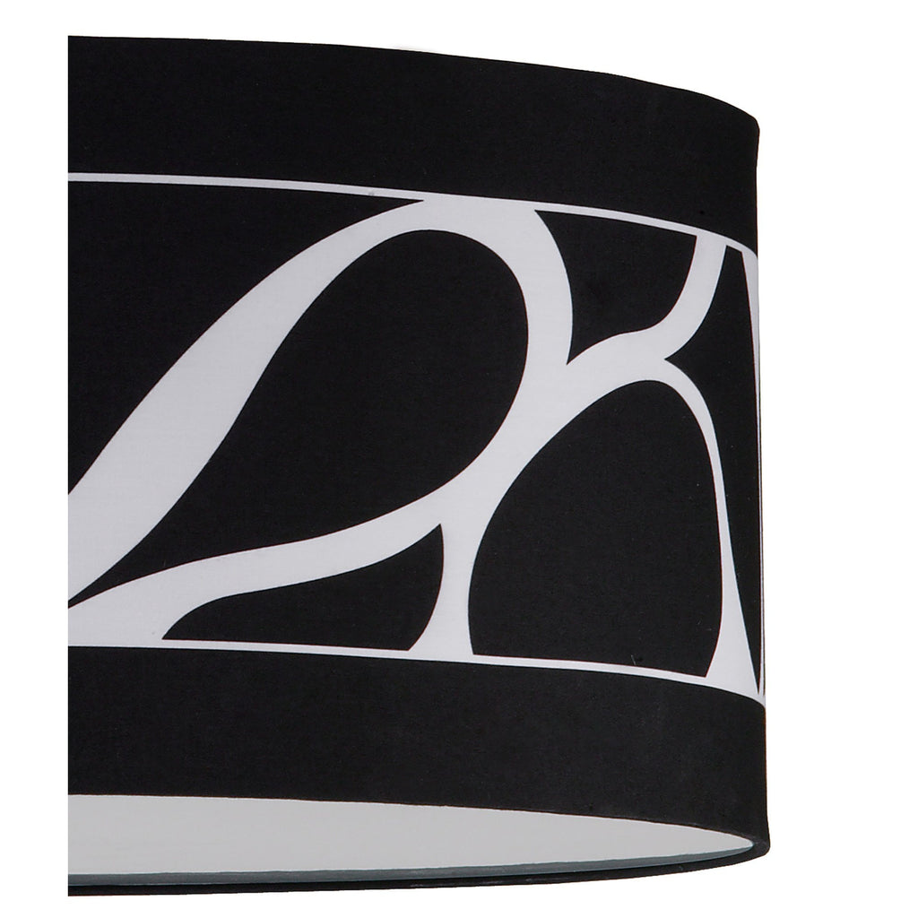 M8470/1 Manhattan Pendant Small 3 Light Polished Chrome/Frosted Glass Black Patterned Shade