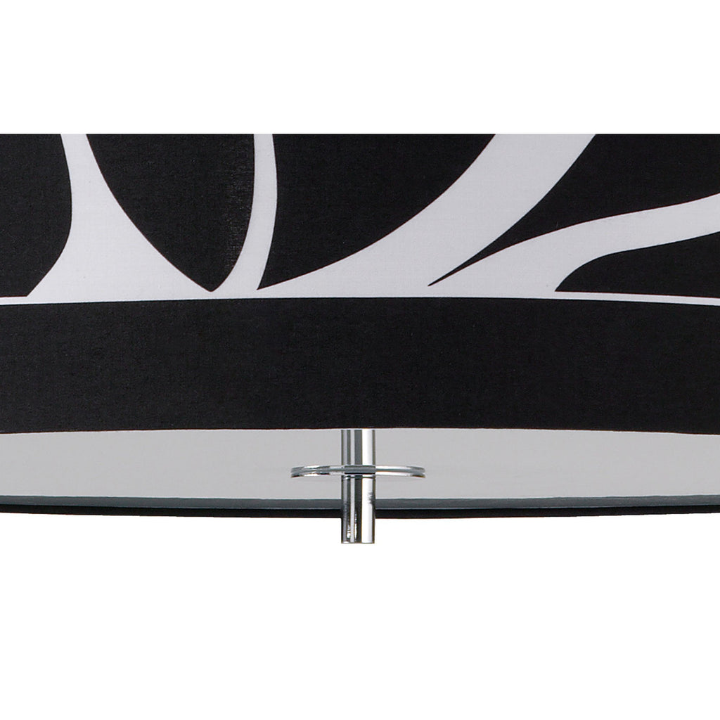 M8470/1 Manhattan Pendant Small 3 Light Polished Chrome/Frosted Glass Black Patterned Shade