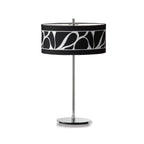 M8472/1 Manhattan Table Lamp 2 Light Polished Chrome/Frosted Glass Black Patterned Shade