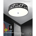 M8472/1 Manhattan Table Lamp 2 Light Polished Chrome/Frosted Glass Black Patterned Shade