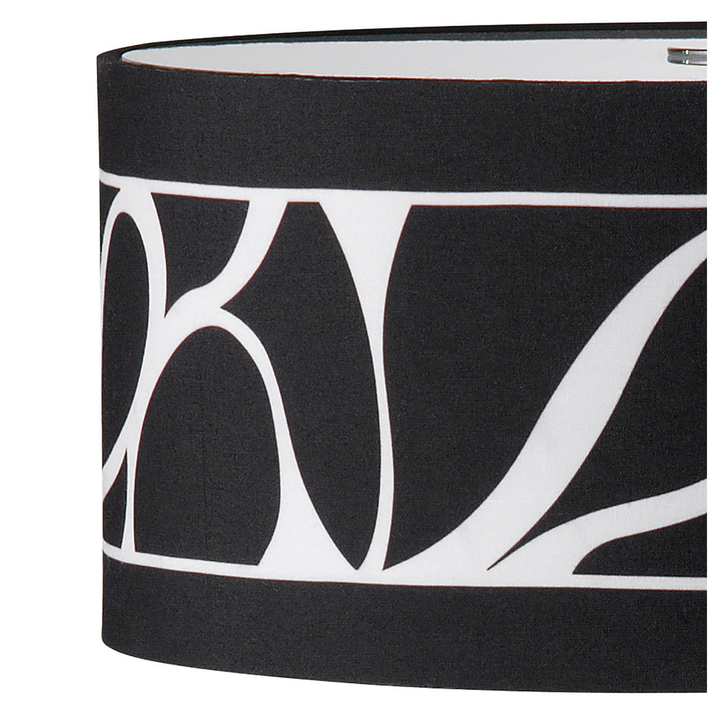 M8472/1 Manhattan Table Lamp 2 Light Polished Chrome/Frosted Glass Black Patterned Shade