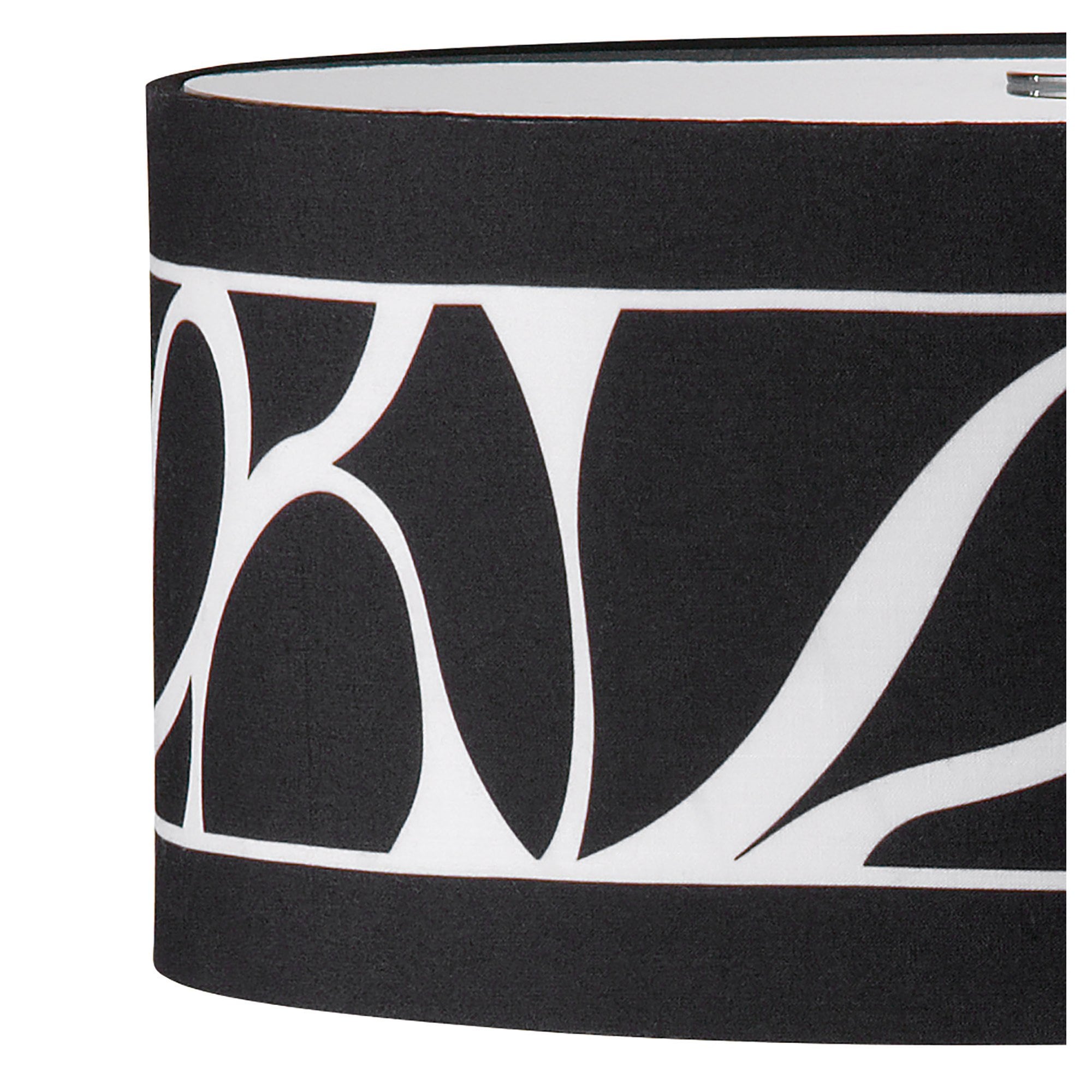 M8472/1 Manhattan Table Lamp 2 Light Polished Chrome/Frosted Glass Black Patterned Shade