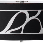 M8472/1 Manhattan Table Lamp 2 Light Polished Chrome/Frosted Glass Black Patterned Shade