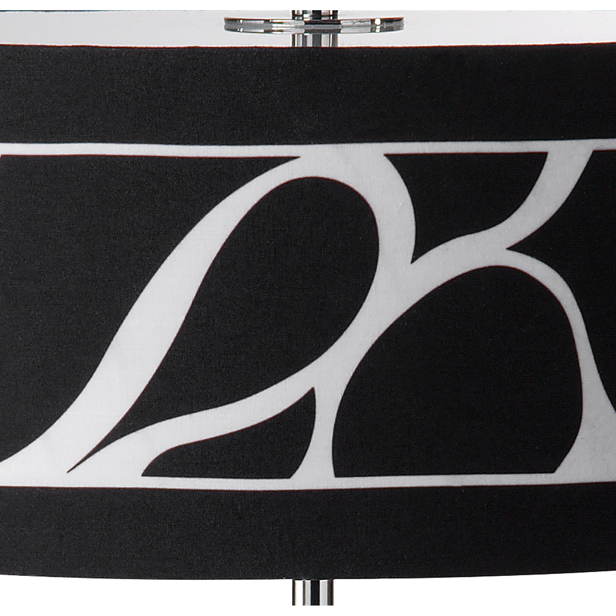 M8472/1 Manhattan Table Lamp 2 Light Polished Chrome/Frosted Glass Black Patterned Shade