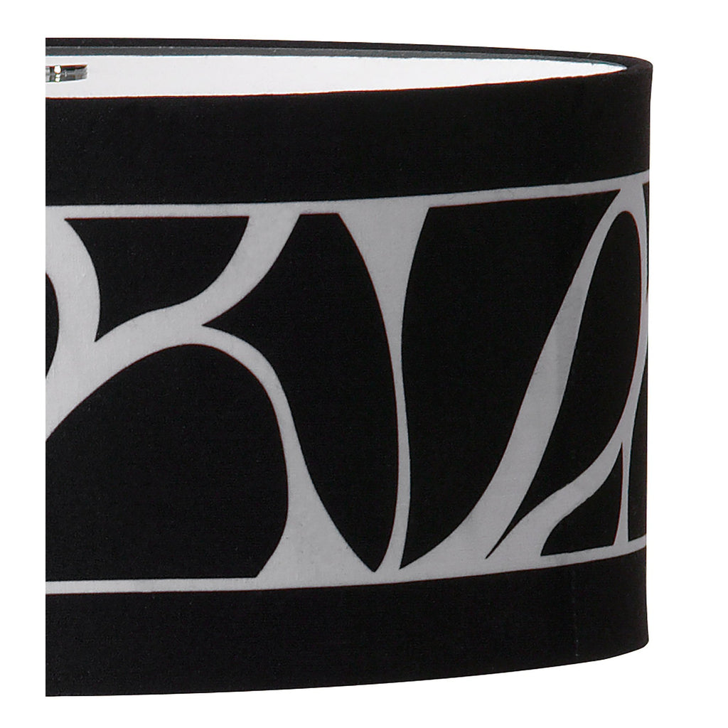 M8472/1 Manhattan Table Lamp 2 Light Polished Chrome/Frosted Glass Black Patterned Shade