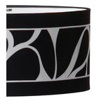 M8472/1 Manhattan Table Lamp 2 Light Polished Chrome/Frosted Glass Black Patterned Shade