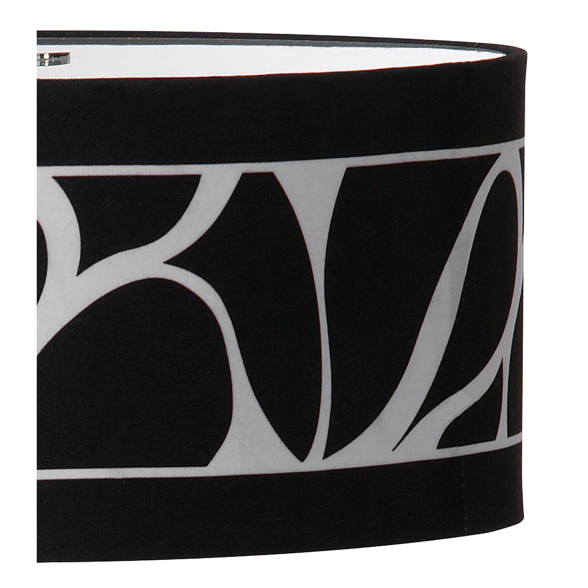 M8472/1 Manhattan Table Lamp 2 Light Polished Chrome/Frosted Glass Black Patterned Shade