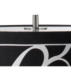 M8472/1 Manhattan Table Lamp 2 Light Polished Chrome/Frosted Glass Black Patterned Shade