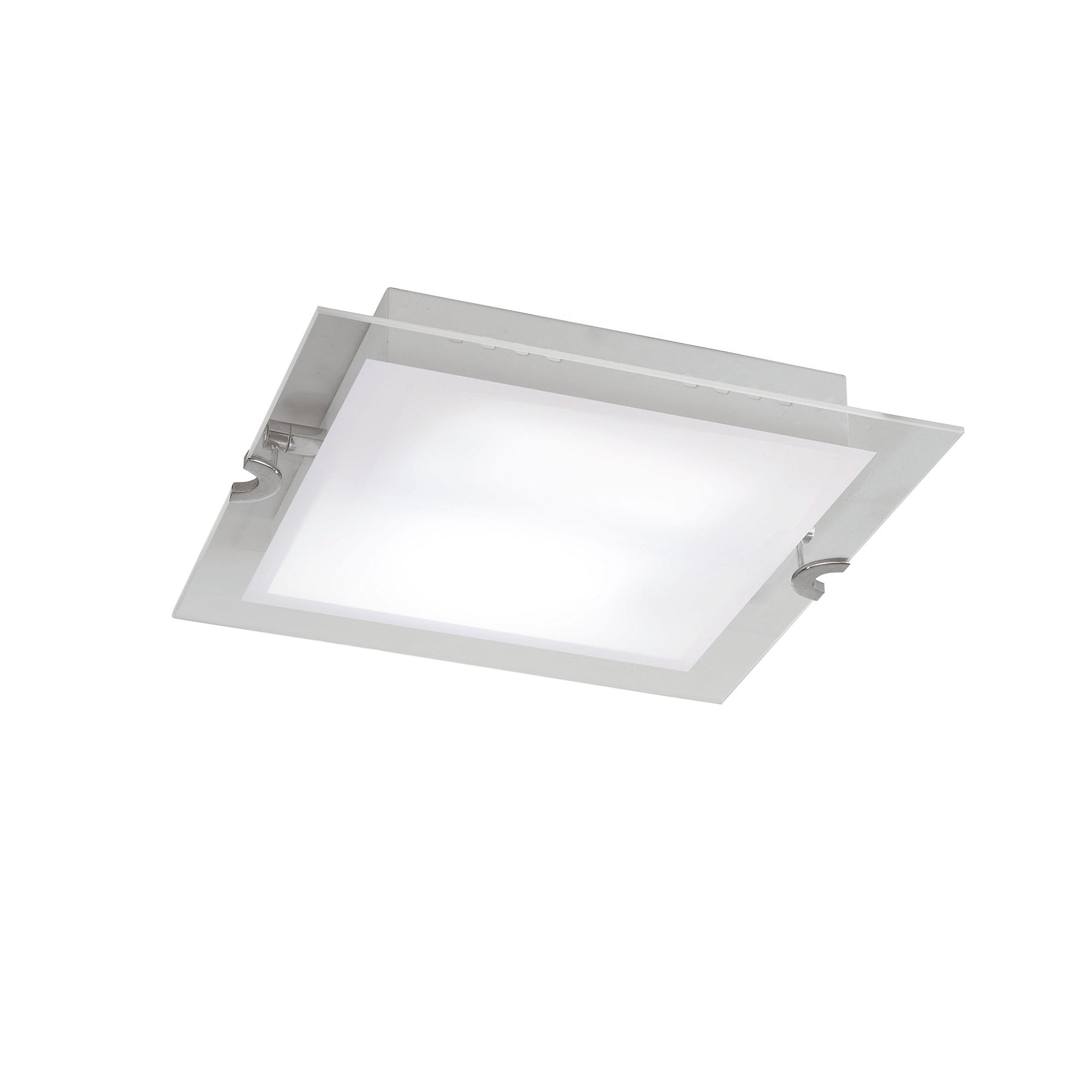 M8320/1 Melbourne Square Ceiling 15W LED Polished Chrome/Frosted White Glass
