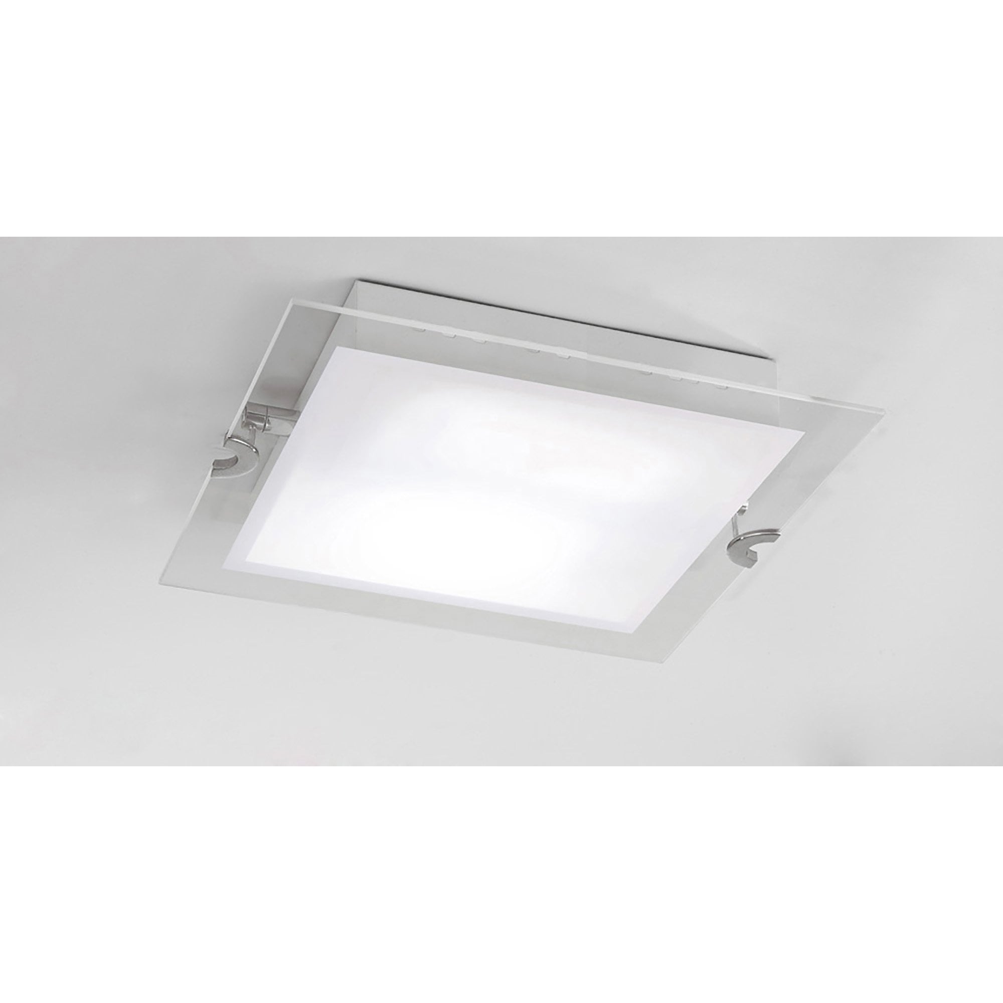 M8320/1 Melbourne Square Ceiling 15W LED Polished Chrome/Frosted White Glass