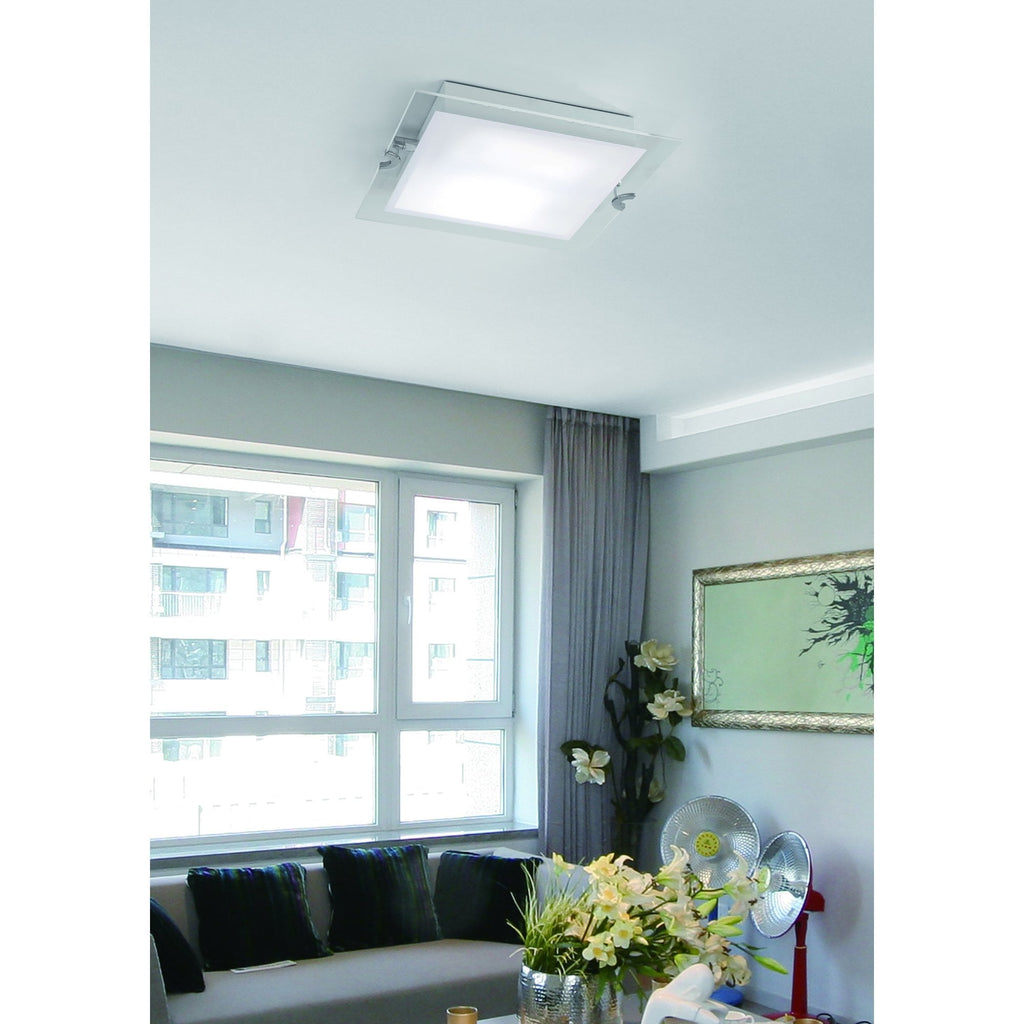 M8320/1 Melbourne Square Ceiling 15W LED Polished Chrome/Frosted White Glass