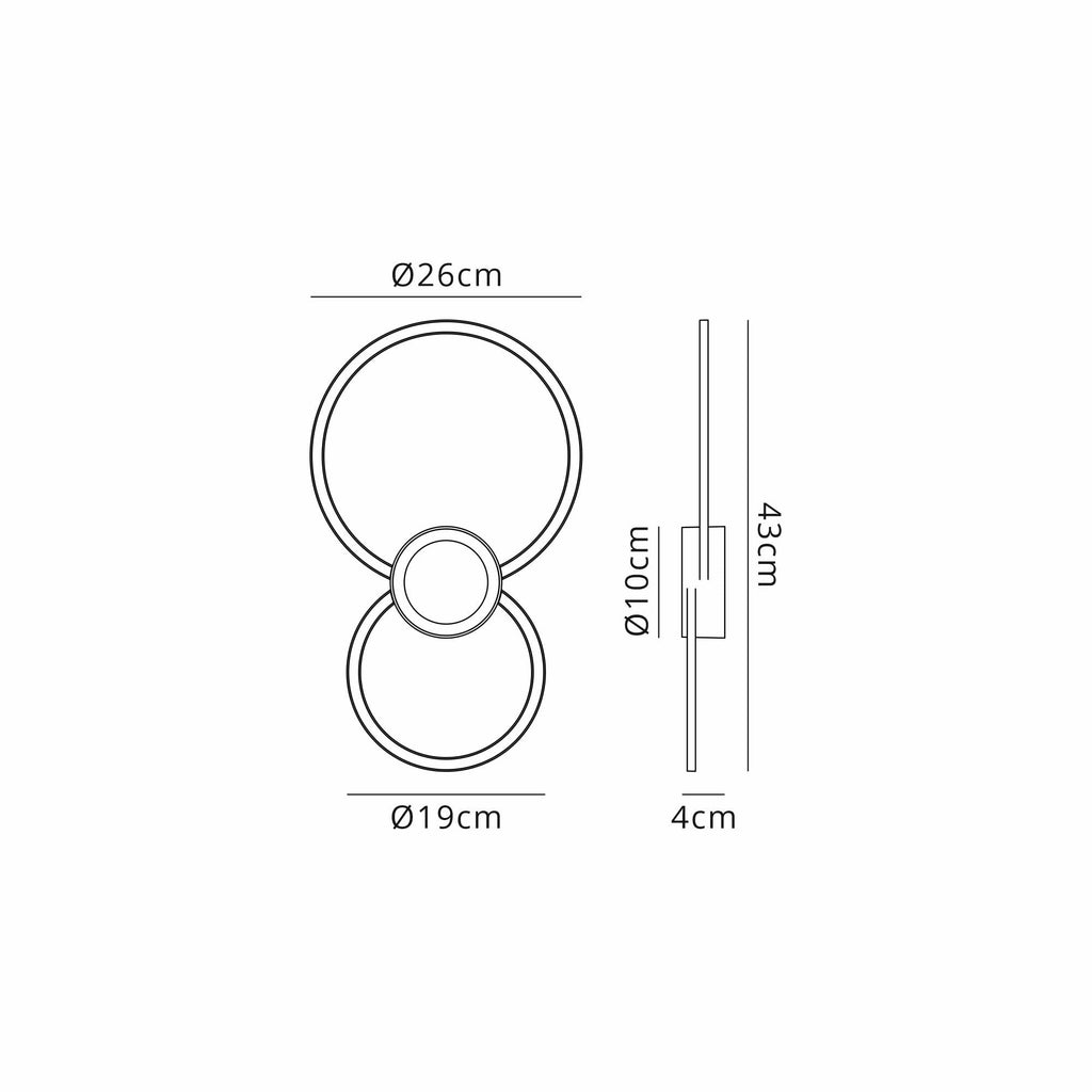 M7841 Mural Wall Lamp Circles Dimmable 24W Matt Black