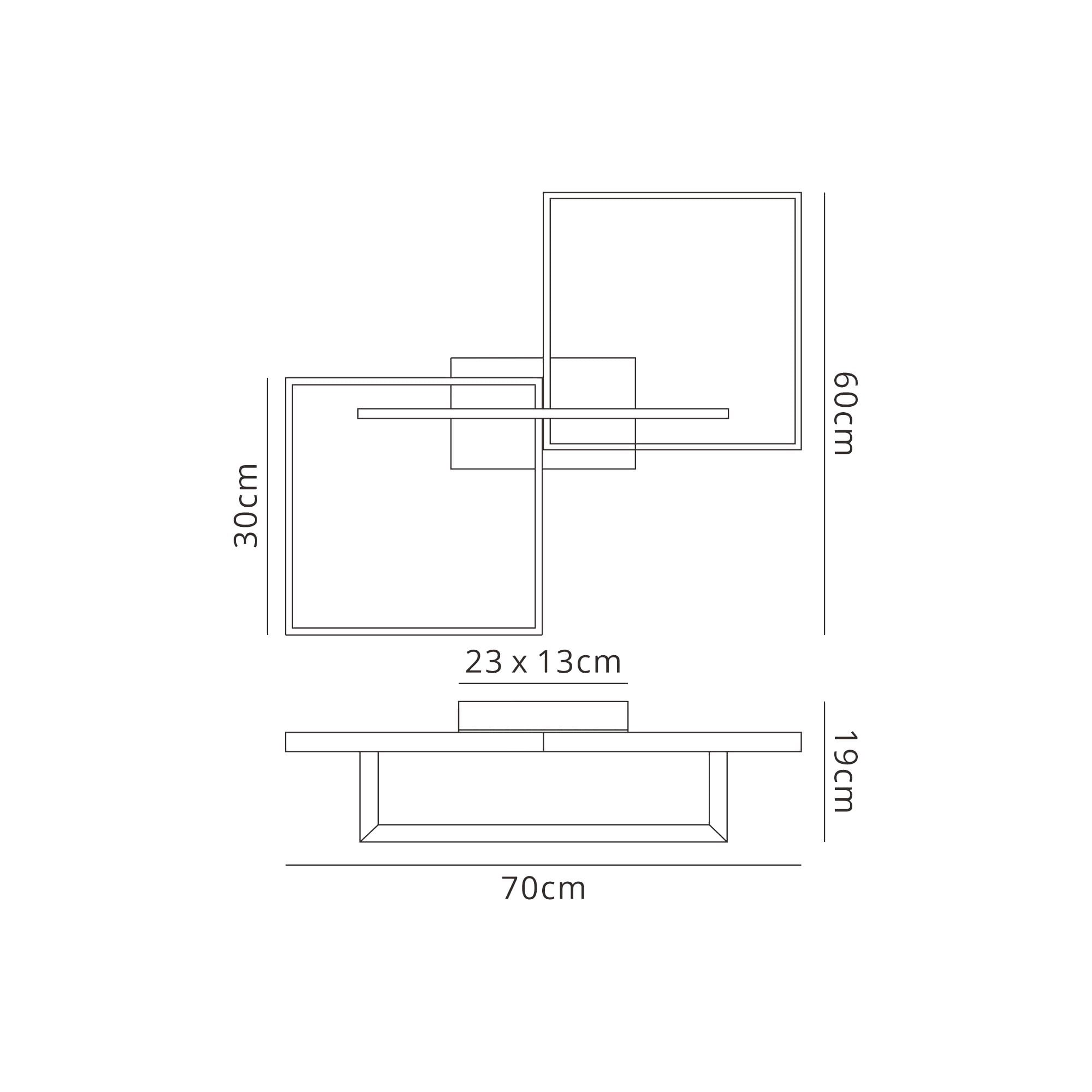 M7462 Mural Rectangular Ceiling 48W LED Matt Black