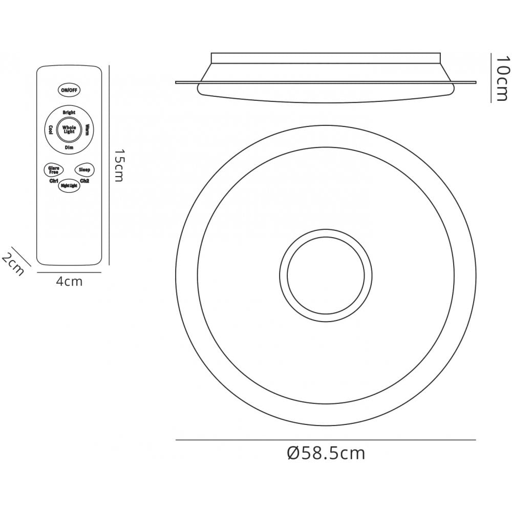 M3694 Maldivas 40W Tuneable White -6000K Dimmable Flush Fitting Remote Control