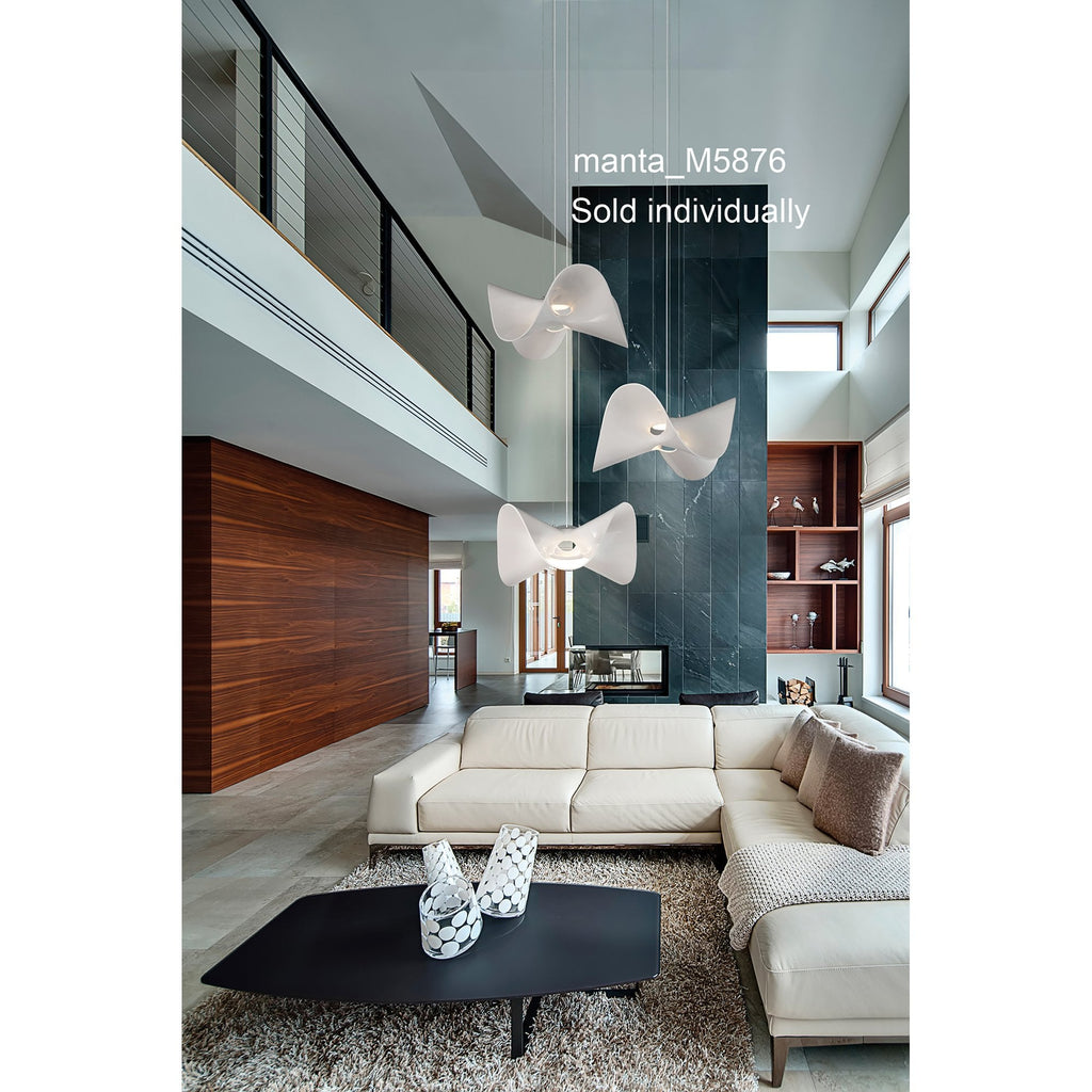 M5876 Manta Pendant 65cm Round 20W LED Chrome / White