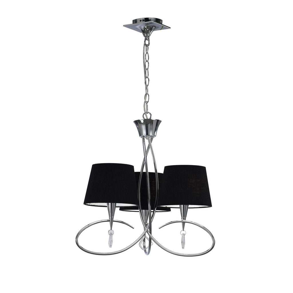 M1640/BS Mara Pendant 3 Light E14 Polished Chrome Black Shades