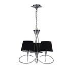 M1640/BS Mara Pendant 3 Light E14 Polished Chrome Black Shades