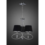 M1640/BS Mara Pendant 3 Light E14 Polished Chrome Black Shades