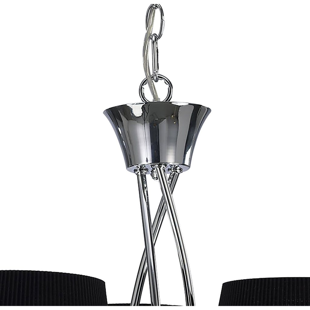 M1640/BS Mara Pendant 3 Light E14 Polished Chrome Black Shades