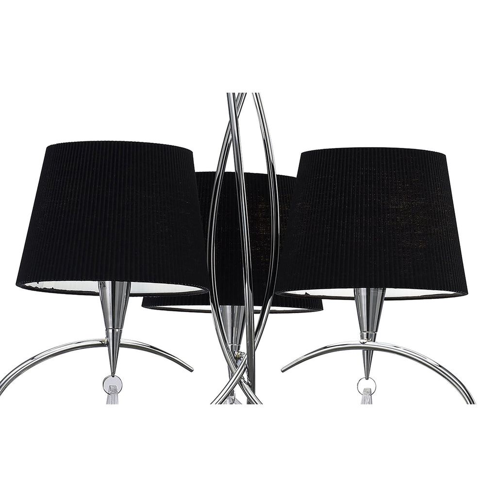 M1640/BS Mara Pendant 3 Light E14 Polished Chrome Black Shades