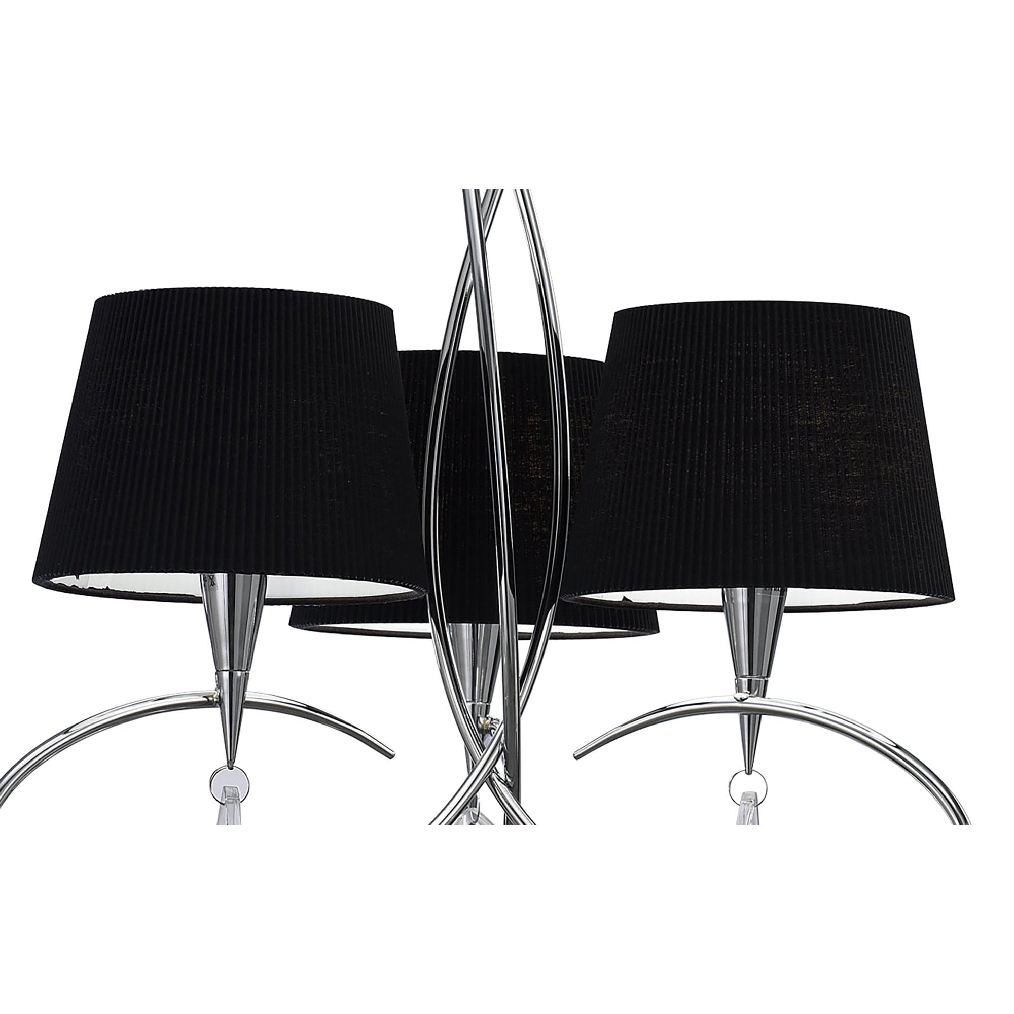 M1640/BS Mara Pendant 3 Light E14 Polished Chrome Black Shades