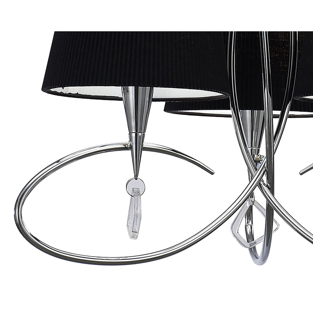 M1640/BS Mara Pendant 3 Light E14 Polished Chrome Black Shades