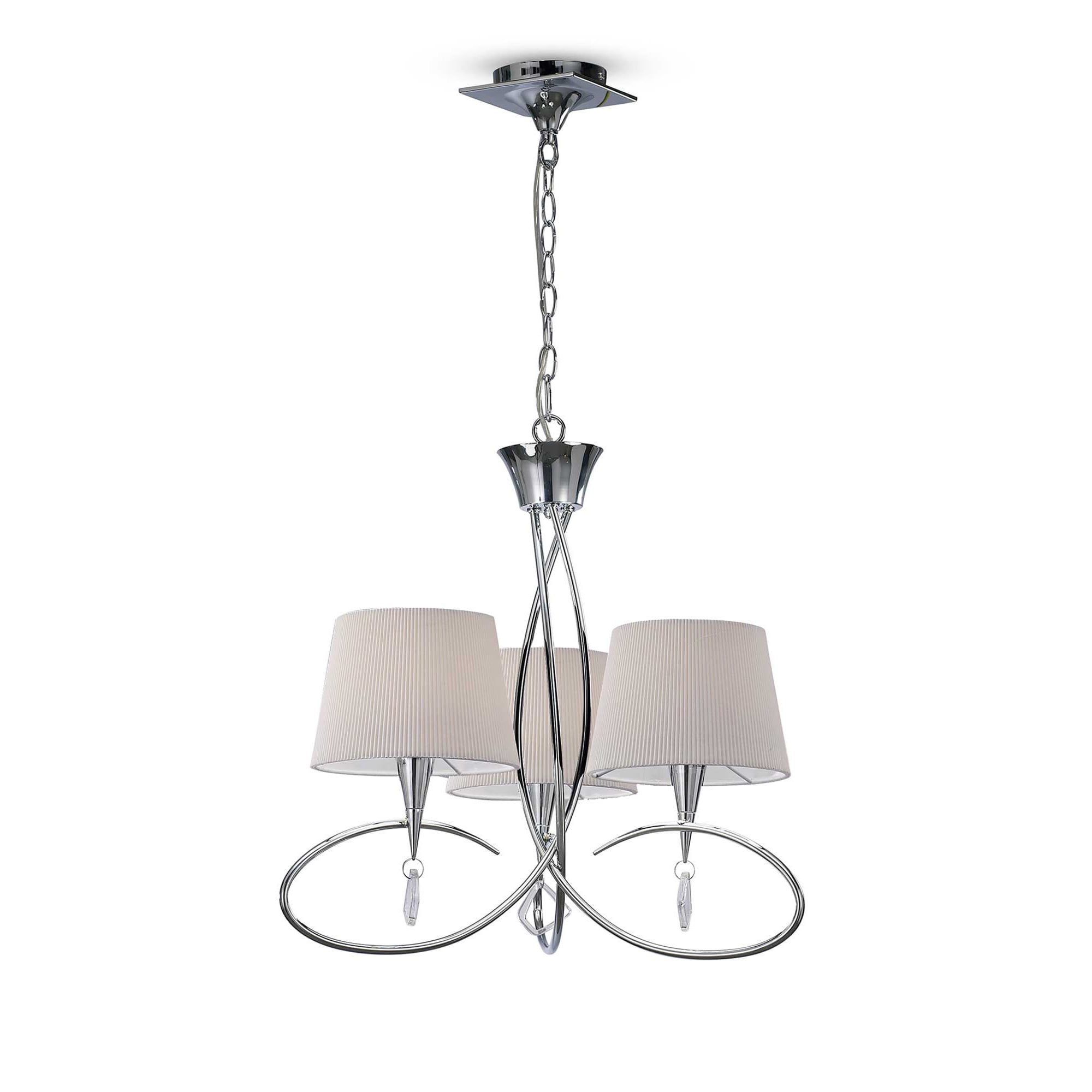 M1640 Mara Pendant 3 Light E14 Polished Chrome Ivory White Shades