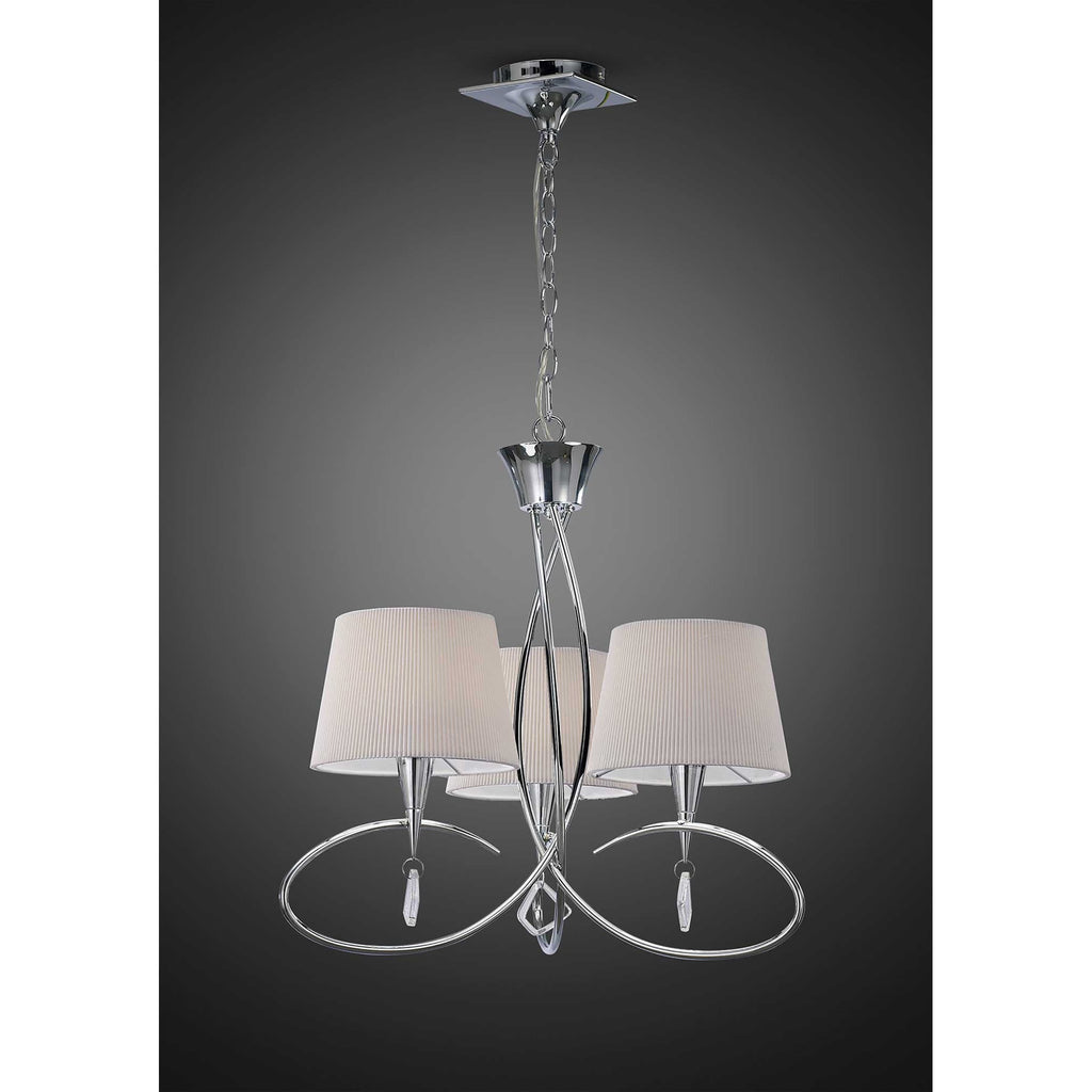M1640 Mara Pendant 3 Light E14 Polished Chrome Ivory White Shades