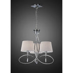M1640 Mara Pendant 3 Light E14 Polished Chrome Ivory White Shades