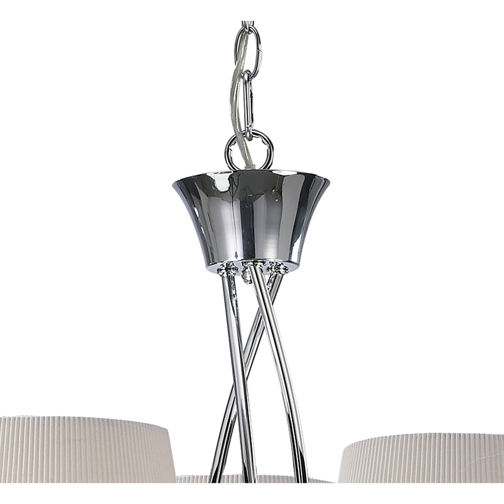 M1640 Mara Pendant 3 Light E14 Polished Chrome Ivory White Shades