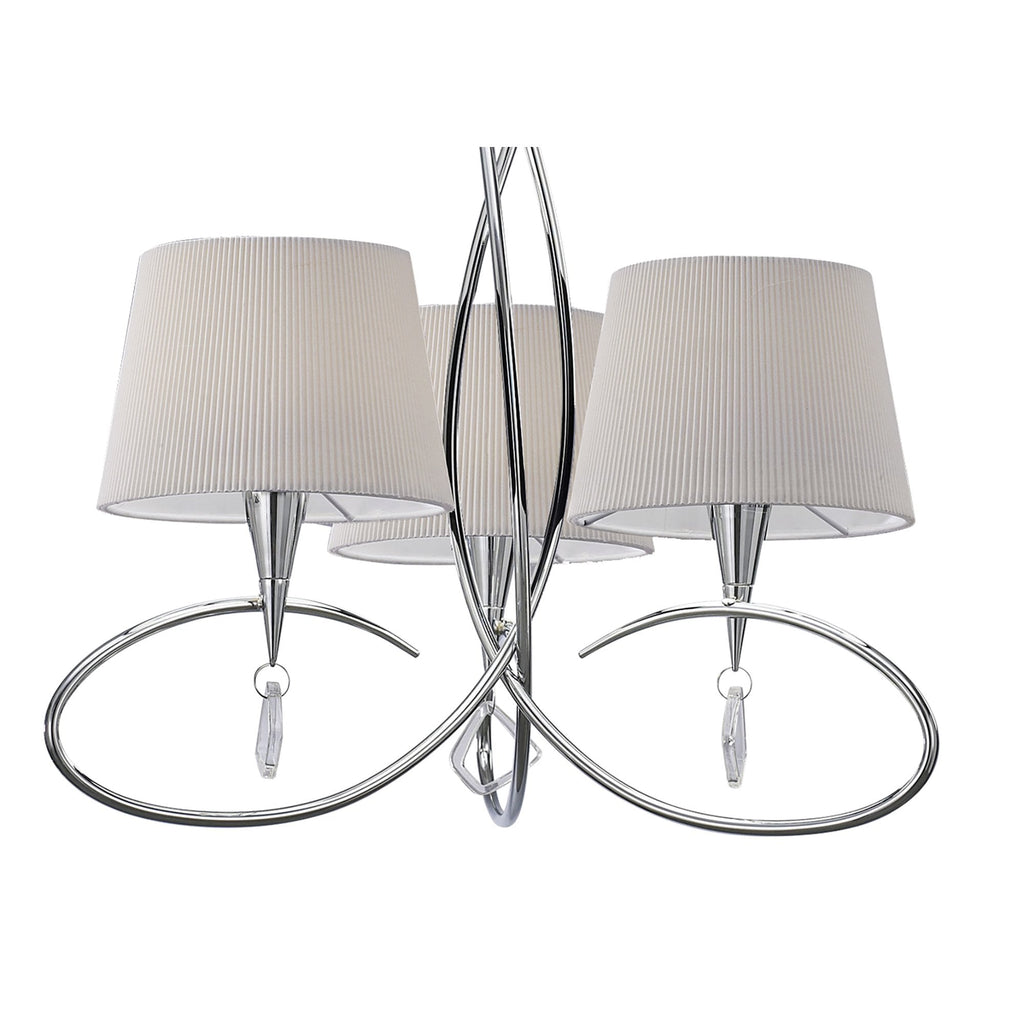 M1640 Mara Pendant 3 Light E14 Polished Chrome Ivory White Shades