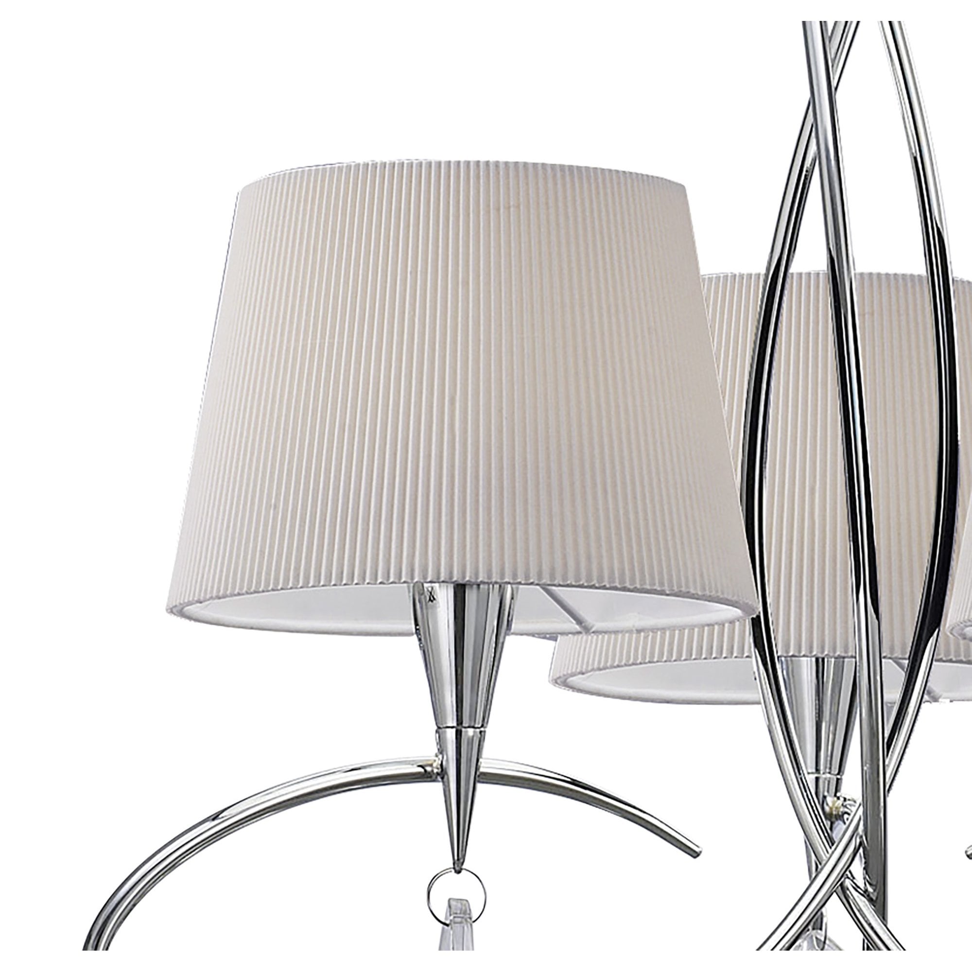 M1640 Mara Pendant 3 Light E14 Polished Chrome Ivory White Shades