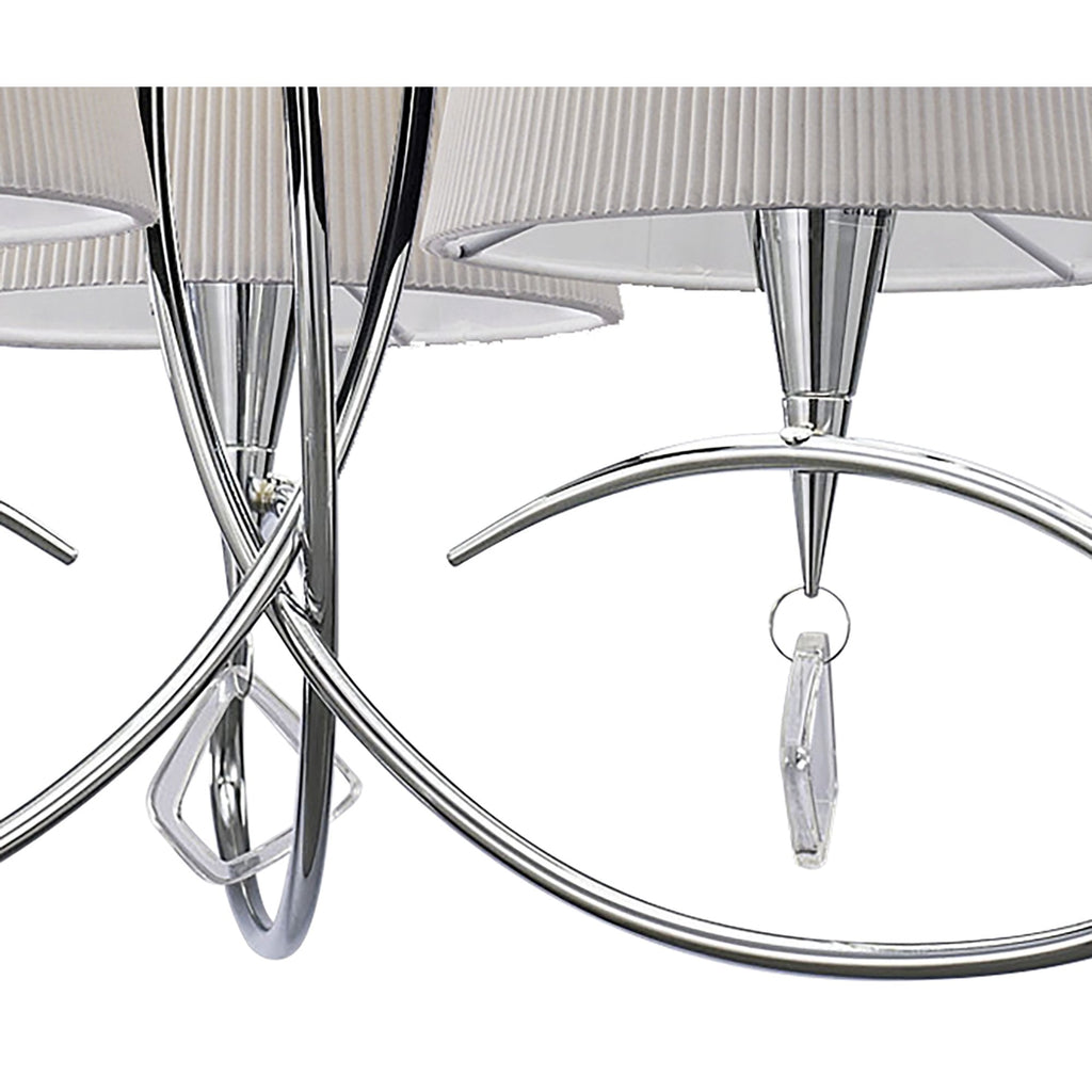 M1640 Mara Pendant 3 Light E14 Polished Chrome Ivory White Shades