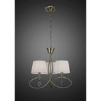 M1640AB Mara Pendant 3 Light E14 Antique Brass Ivory White Shades
