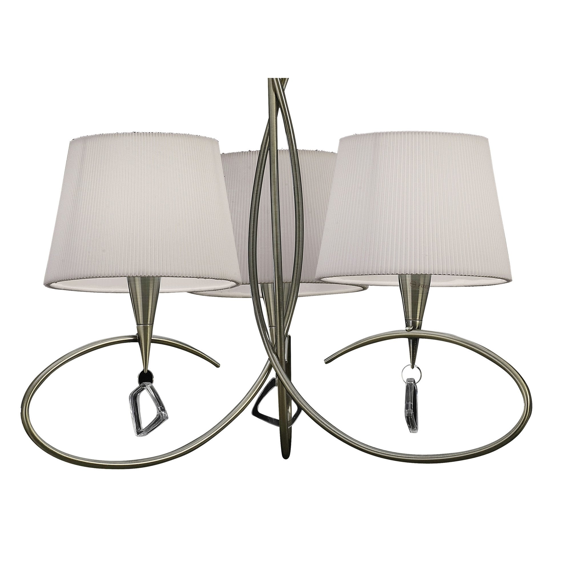 M1640AB Mara Pendant 3 Light E14 Antique Brass Ivory White Shades