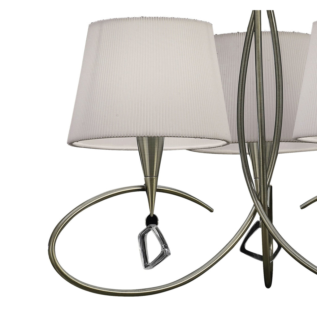 M1640AB Mara Pendant 3 Light E14 Antique Brass Ivory White Shades
