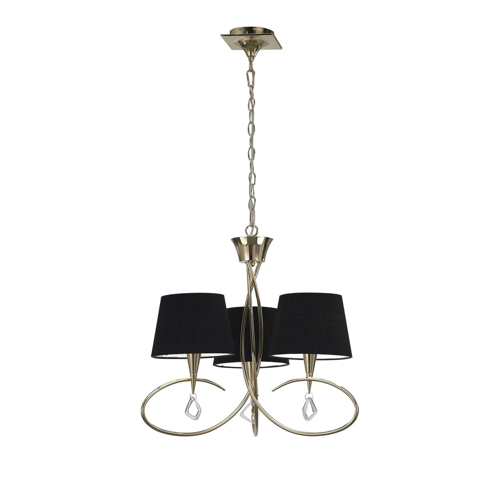 M1640FG/BS Mara Pendant 3 Light E14 French Gold Black Shades