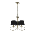 M1640FG/BS Mara Pendant 3 Light E14 French Gold Black Shades