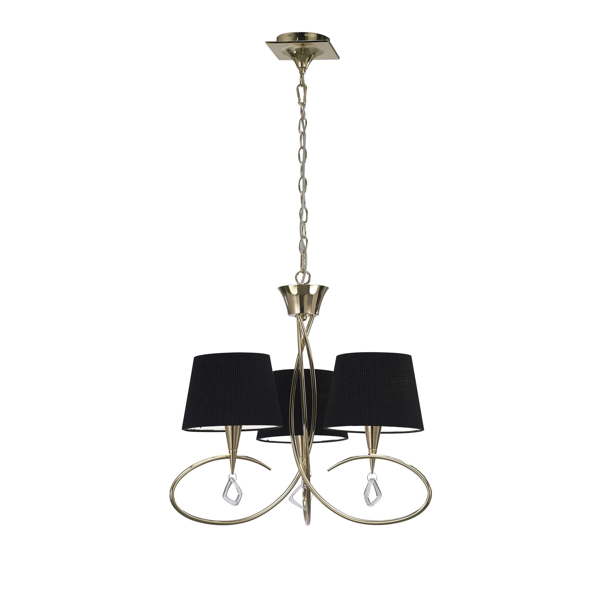 M1640FG/BS Mara Pendant 3 Light E14 French Gold Black Shades