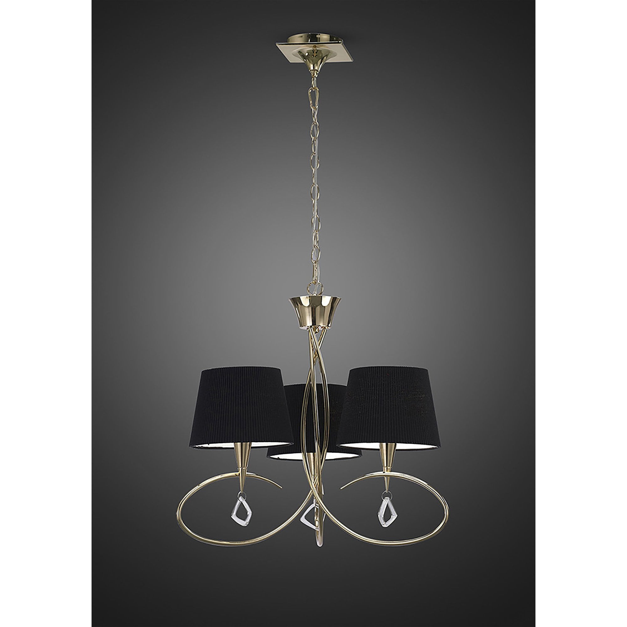M1640FG/BS Mara Pendant 3 Light E14 French Gold Black Shades