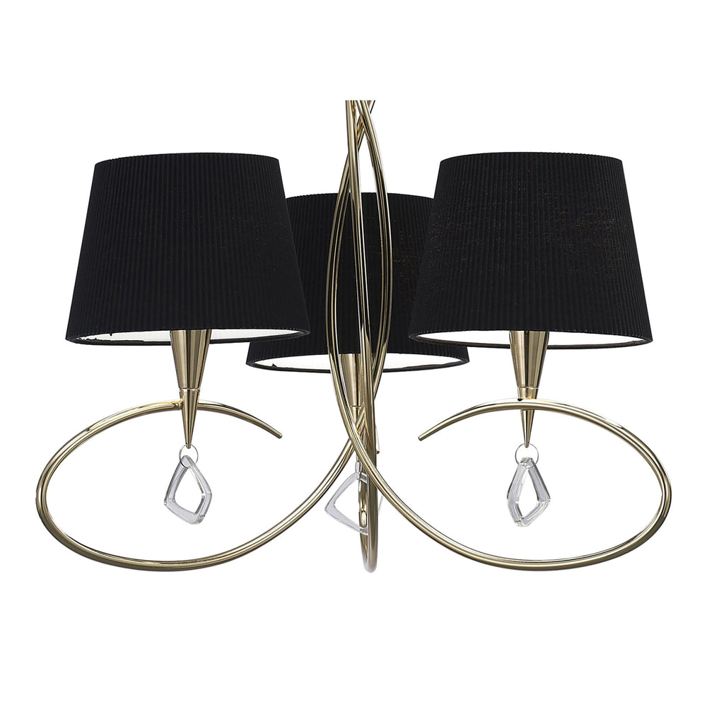 M1640FG/BS Mara Pendant 3 Light E14 French Gold Black Shades